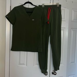 Army green figs scrub set